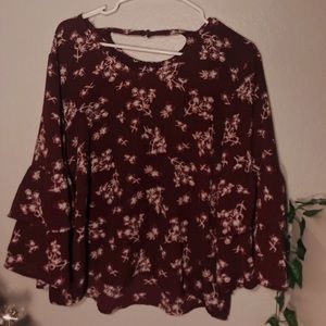 Maroon floral top (3 FOR $20)